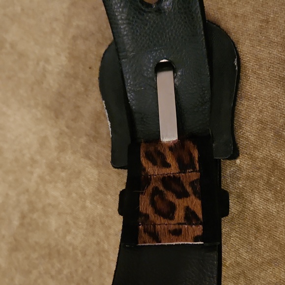 SUZI Roher leopard leather black and brown stretch belt medium - Picture 4 of 7
